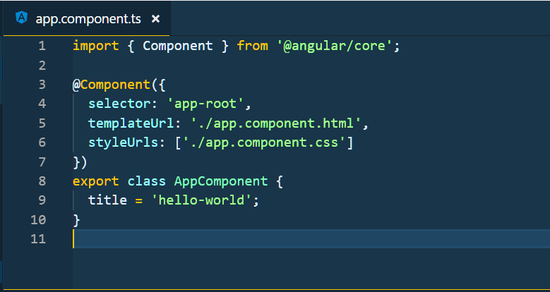 Open the app component ts file for editing